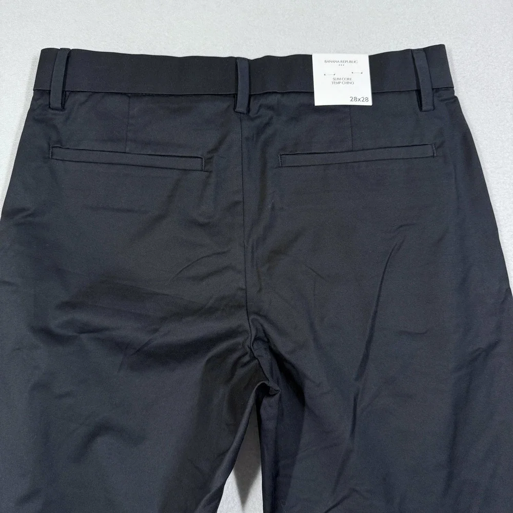 Banana Republic Pants Men 28x28 Slim Core Temp Chino Black Stretch Quick Dry NWT